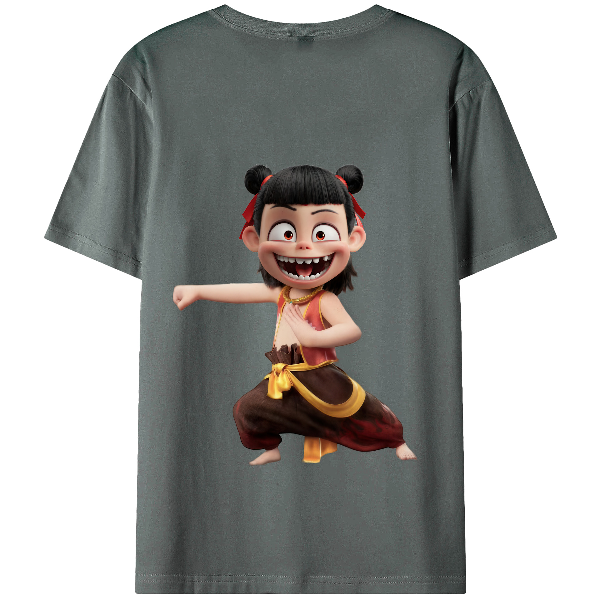 （画像用） Ne Zha 2 ナタ 魔童の大暴れ 綿100％半袖Tシャツ（背面プリント）